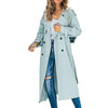 Trench Women Coats Mid Length Coat Turn Down Collar Full Sleeve Double Breasted Elegant Splice Lace Up Jackets Autumn