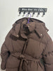 Winter Casual Lace-up Waisted Hooded Mid-Length Jacket For Women Solid Color Thickened Cotton Coat 1A1207