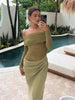 Slash Neck Dress Women Chic Elegant Sexy Patchwork Mesh Ruched Hollow Birthday Party Clubwear Vacation Vestidos