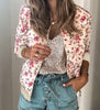 Women Elegant Zipper Jacket Spring Autumn Floral Printed Jackets Office Wear Slim Office Coat Retro Outwear