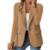 Women Solid Button Suit Coat Lapel Long Sleeve Hatless Casual Coat Jacket Oversized Work Office Lady Business Autumn