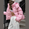 Solid Hooded Padded Jacket Women's Warm Long Sleeve Oversized Jacket Autumn Winter Lady High Street Outerwear