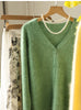 Birdtree,96.5% Sheep Wool 3.5% Cashmere Knitted Cardigan,Woman Seamless V-neck Sweater, Autumn Single Breasted Coat T59001JF