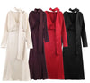 Scarf Solid Elegant Maxi Dresses Women Spring V Neck Long Sleeve Club Party Long Dress Female Chic Slim Fit Dresses
