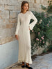 Pleated Wavy Knit Maxi Dress For Women Lace-up Long Sleeve Loose Casual Sweater Dress Female Party Clothes Solid Elegant