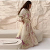 Retro Floral Print Women's Long Dress With Tassel Belt Stand Collar Long Sleeve Muslim Kaftan Dresses Spring Lady Robes