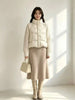 Winter Women Down Cotton Parkas Jacket Cable Knit Sleeve Spliced Stand Collar Thick Warm Short Coat Petite Ladies Outerwear