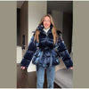 Chic Shiny Hooded Cotton Jacket With Belt Women Elegant Long Sleeve Zipper Lace Up Coats Lady Winter Street Warm Outerwear