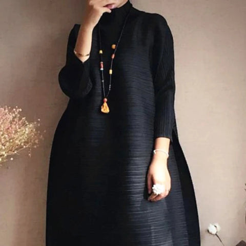 Autumn Style Pleated Autumn Style Women's Loose Large Size Mid-length A-line Dress