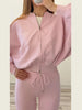 Solid Color Jacket Flared Trousers Woman Set Round Neck Zipper Jackets High Waist Long Pants Casual Versatile Women's Sets