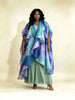 Gradient Print Women's Pleated Two Pieces Set Irregular Cape Overlay Maxi Dress And Wide Leg Pants 2DB7705