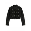 Y2K Retro Hussars Jacket Stand Collar Double Breasted Button Cropped Jacket Napoleon Old Money Blk Denim Jacket Women Boxy Coat