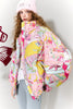 Women's Y2K Sweet Playful Loose Lapel Bomber Jacket Original All over Graphic down Filled Streetwear