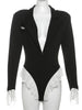 Lace Suit Jumpsuit Female Blazer Body Top V-Neck Slim Long Sleeve Sexy Cardigan Streetwear Women Black Rompers