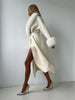Women's Solid Color Lace Up Fur Collar Woolen Overcoat Bathrobe Style Long Loose Coat Advanced Atmosphere Autumn Winter Overwear