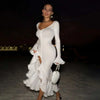 Flare Long Sleeve Ruffle Sexy Maxi Dress Women Autumn Pink V Neck Single-breasted High Waist Club Long Dresses Female