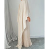Elegant Crew Neck Pleated Long Dress Women Casual Solid Loose Cloak Sleeve Ruffle Maxi Dresses For Women Spring Autumn Vestidos