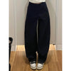 Retro American Curved Knife Navy Blue Wide Leg Straight Jeans Women Spring Autumn Casual High Waist Trousers Loose Casual Pants