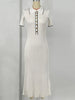 Women's High Waist Knitted Rib Slim Maxi Dress Casual Loose Elegant Temperament Long Dress for Autumn Femme Solid Color Dress