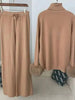 2 Pieces Sets For Women High Neck Loose Sweater With Fox Fur Cuffs Wide Leg Trousers Spring Winter 2DB1757