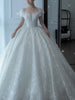 Princess Sexy Crystal Beaded Wedding Dress Puff Tulle White Gown Bride Pregnant Women's Gown with Trailing