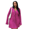 Long Sleeve Women V-neck Pleated Dress Casual Streetwear Plus Size Mini Dresses Autumn Slim Party Casual