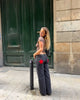 Back Sequin Star Long Pants Women Casual Contrast High Waist Loose Wide Leg Trousers Lady Spring Autumn Bottoms