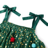 Sequins Star Print Christmas Dress Women's Tie Shoulder Strap Tiered A-Line Tulle Dress for Party Evening Gown Vestidos