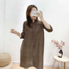 Women Pleated Single Breasted Dress Stand Theree Quarter Sleeve Tide Spring 2F0095