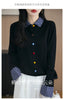 Fake Two Piece Spliced Sweater Jacket Women Autumn Long Sleeve Loose Shirt Collar Knitted Cardigan Ladies Casual Knit Female