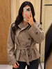 Plaid Women's Outerwear Lapel Double Breasted Trench Coat Belted Raglan Sleeve Jacket French Vintage Style Daily Wear