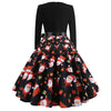 Retro Vintage Long Sleeve Winter Dress Women Floral Print Christmas Dresses Elegant Casual A-Line Robe Rockabilly Pinup Vestidos