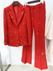 High Street FW Designer Runway Suit Set Ladies Slim Fit Single Button Rivet Gromet Blazer Jacket Pants Suit