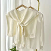 Korean Neck Guard Scarve Solid Color Woman's Knitted Cross Shawl Blouse Shoulders Fake Collar Cape Knotted Scarf