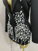 Sparkly Crystal Chains Pearls Long Sleeve Mini Dress Women Birthday Evening Party Nightclub Outfit Singer Wedding Costume