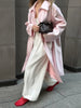 Solid Belted Maxi Trench Coats Women's Loose Full Sleeves Single-breasted Lace-up Windbreak Ladies Early Autumn Outwear