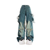 Women Blue Cargo Jeans Baggy Vintage 90s Aesthetic High Waist Cowboy Pants Harajuku Denim Trousers Y2k Trashy 2000s Clothes