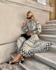 Retro Elegant Stand Collar Long Dress Women Spring Pattern Print Belted Buckle Party Autumn Sleeve A-Line Boho