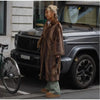 Women's Dark Brown Faux Fur Long Overcoat Single Breasted Fleece Long Trench Coat Winter Fluffy Plush Warm Thicken Outerwear