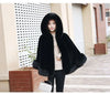 Black Fur Coat Women's Winter Shawl Cape Style Short Imitation Fox Fur Thick Hooded Windbreaker Female Warm Faux Fur Cloak