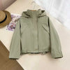 Spring Women's Windproof Stand Collar Jacket Cocoon Jacket with Hood Short Overcoat Simple and Versatile Solid Thin Coat