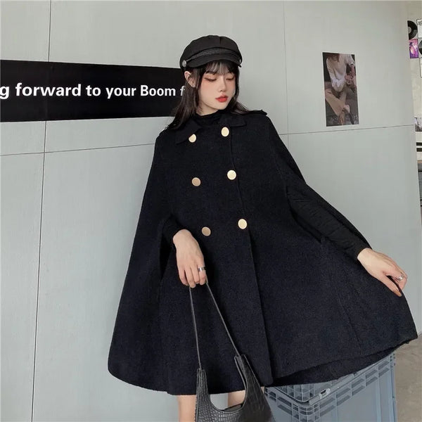Autumn Winter Plus Size Women Coat Woolen Cloth Cloak Loose Overcoat Female Manteau Femme Hiver Oversize
