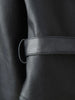 Suninherat Autumn Faux Leather Jacket Black PU Jacket Coat with Belt Lapel Women's Outwear