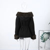 Elegant Faux Fur Thicken Jackets Women's Long Sleeves Pockets Patchwork Belts Hoodie Coat Winter Chic Warm Outerwear