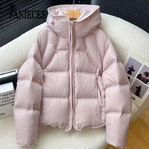 Puffy Hooded Down Jacket Women Winter Thick Warm Quilted Cotton Padded Coat Stylish Outdoor Parkas Casual Daily Wear куртка
