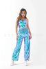 Red Women's Aurora Laser Gradual Change High Waist Straight Pants, Blue Thin Female Stretch Trousers