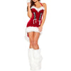 Christmas Plush Trim Patchwork Mini Dress with Hat and Leg Warmers Women Santa Cosplay Dress Festival Party Costume Short Dress