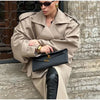 Solid Laepl Lace Up Trench Coat Women Full Sleeve Waist Cinching Short Windbreak Autumn Office Commute Outwear