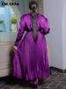 Plus Size Women's Dress Set Long Sleeve V-neck Blouse and Pleated Maxi Long Skirts Suit Birthday Two 2 Piece Set Outfits