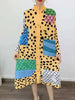 Pleated Contrast Color Leopard Printed Dress Stand Neck Single Breasted Mid-length Dresses Women Party Clothing 2Q1027